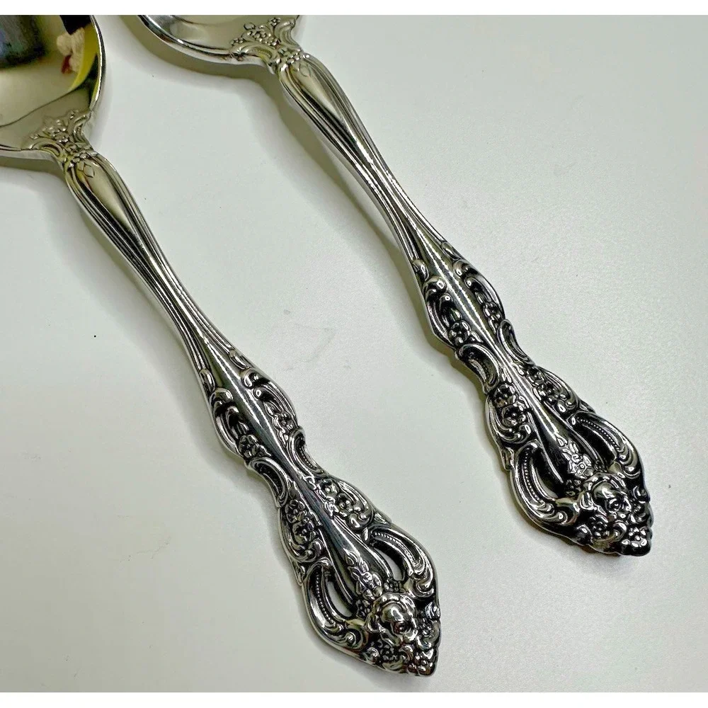 VTG Oneida MICHELANGELO Cube Stainless Flatware 2 Pc Teaspoon